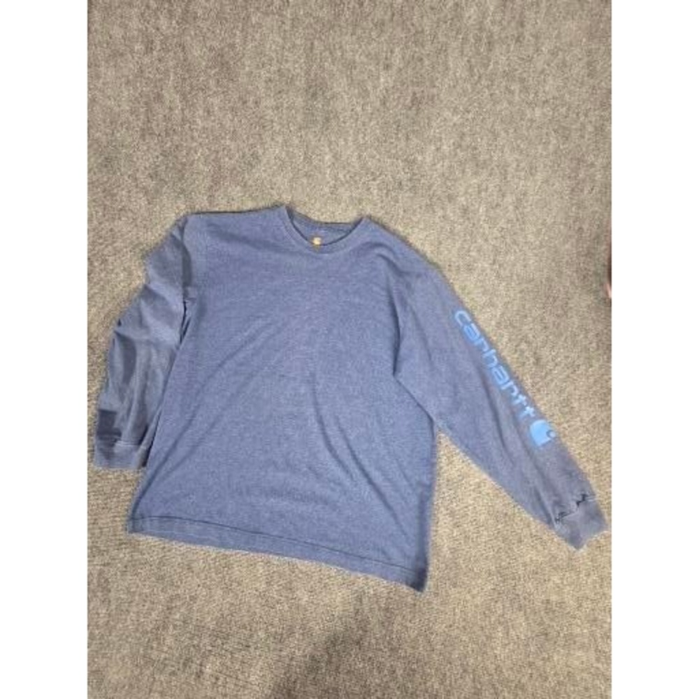 Carhartt Mens Long Sleeve Graphic‎ Logo T-Shirt Blue Original Fit K231 413 Large